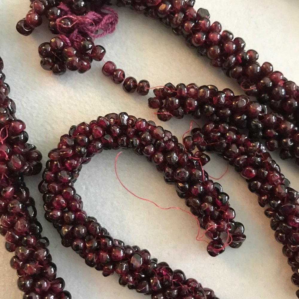 3mm Wine Red Garnet Gemstones Round Beads - Vintage